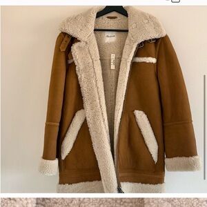 Madewell Brown and Cream Teddy Jacket Cozy Shearling Style
